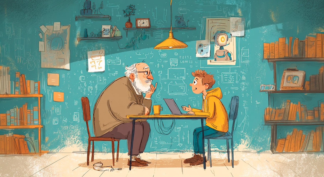 relationspeople_Old_person_talking_to_a_young_person_about_te_92f048c6-49a6-4c75-8552-0a71e7999f20_3